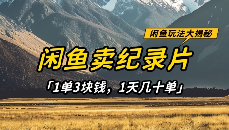 淘宝闲鱼纪实片1单3元钱，1天几十单，新项目平稳有希望|云雀资源分享