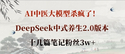 AI中医大实体模型超神了！DeepSeek新中式健康养生2.0版本号，十几篇手记粉丝们3w|云雀资源分享