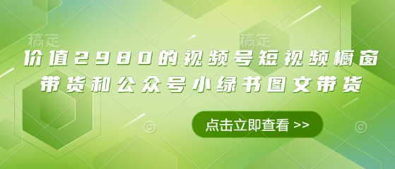 价值2980的视频号短视频橱窗带货和公众号小绿书图文带货|云雀资源分享