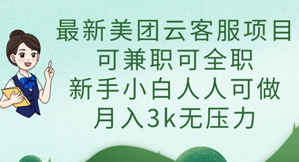全新美团云在线客服新项目，可做兼职可全职的，新手入门每个人能做，月入3k没压力|云雀资源分享