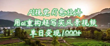 AI视觉效果治愈经济发展：用ai重新构建超写实美景视频，单日转现好几张|云雀资源分享