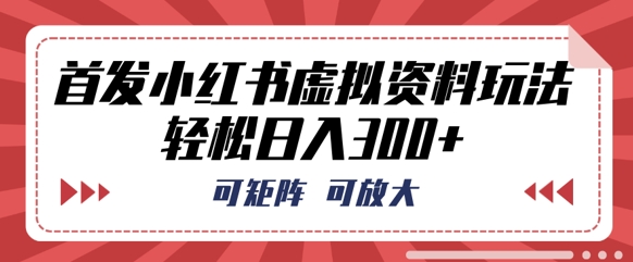 首发小红书虚拟资料玩法，可矩阵，可放大，轻松日入3张|云雀资源分享