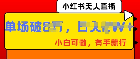 小红书无人直播，纯小白可做，有手就行，单场直播销售额破8w|云雀资源分享