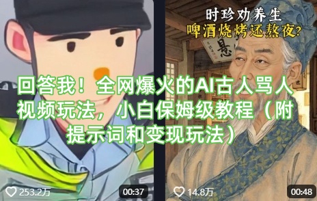 回答！各大网站爆红的AI古代人骂人视频游戏玩法，新手家庭保姆级实例教程（附引导词和转现游戏玩法）|云雀资源分享