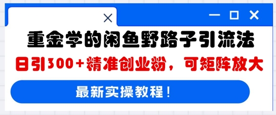 巨资学得闲鱼平台歪门邪道引流法，日引300 精确自主创业粉，可引流矩阵变大|云雀资源分享