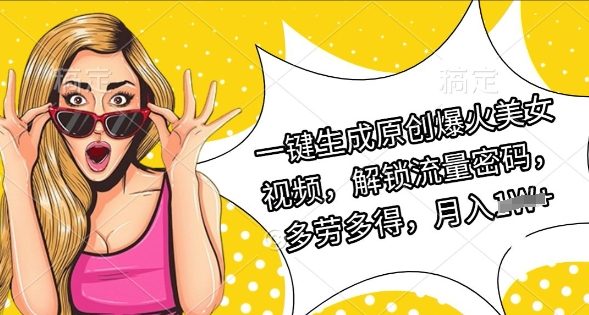 一键生成原创爆火美女视频，解锁流量密码，多劳多得，月入过W|云雀资源分享