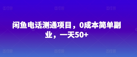 闲鱼电话测通项目，0成本简单副业，一天50 