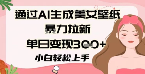 根据AI形成美女壁纸暴力行为引流，单日转现3张 ，新手快速上手|云雀资源分享