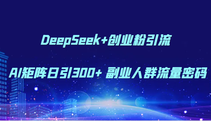 DeepSeek 自主创业粉引流方法 AI引流矩阵日引300  第二职业群体总流量登陆密码|云雀资源分享