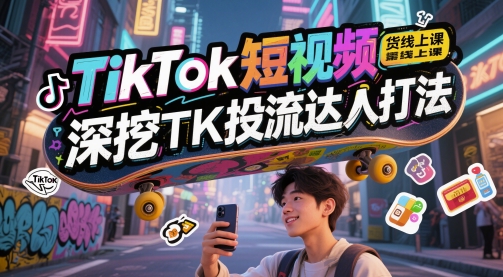 TikTok短视频卖货线上课，深入分析TK投流大咖玩法|云雀资源分享