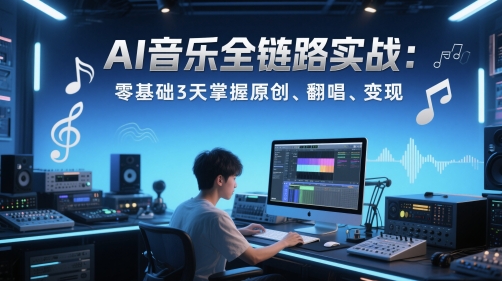 AI歌曲全链路营销实战演练转现课：零基础3天把握原创设计、翻唱歌曲、转现|云雀资源分享
