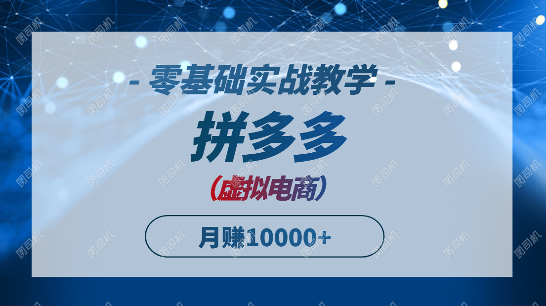 拼多多平台虚似电子商务，零基础实战教学，迅速打穿产品，初学者也可以月入10000|云雀资源分享