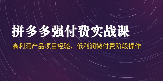 拼多多平台强付钱实战演练课-44期，高利润产品工作经验，低利润微付钱环节实际操作|云雀资源分享