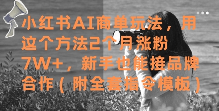 小红书的AI商单游戏玩法，用这种方法2个月增粉7W ，初学者也能接品牌合作(附整套命令模版)|云雀资源分享