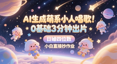 AI形成呆萌奸险小人喝歌，0基本3min出菲林，28个作品增粉8.9W，一条最大19W赞，日入四位数，新手立即写作业|云雀资源分享