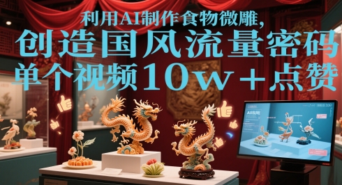运用AI烹饪食物微刻，造就国韵总流量登陆密码，单独短视频10w 关注点赞|云雀资源分享