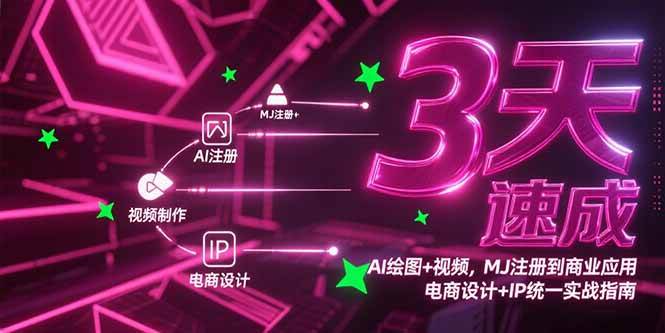 图片[1]-3天速成AI绘图+视频，MJ注册到商业应用，电商设计+IP统一实战指南