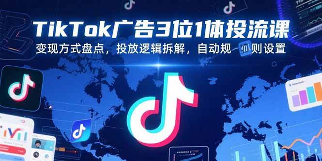 图片[1]-TikTok广告3位1体投流课，变现方式盘点，投放逻辑拆解，自动规则设置