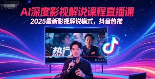 AI深层电影解说直播教学课，2025全新电影解说方式，抖音热推|云雀资源分享