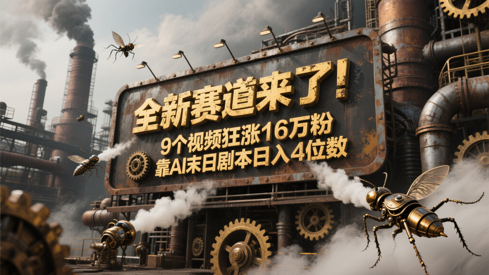全新生态来啦！9段视频爆涨16万粉，靠AI末日台本日入4个数，发表评论通宵熬夜追更！|云雀资源分享