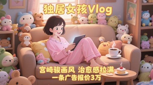 单独账户增粉71W！用AI制做独居女孩Vlog，宫崎骏动漫风格，痊愈感打满，一条广告价格3W|云雀资源分享