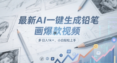最新AI一键生成铅笔画爆款视频，多平台分发，日 入1k+，小白轻松上手【揭秘】|云雀资源分享
