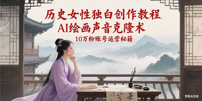 历史女性独白创作教程，AI绘画声音克隆术，10万粉账号运营秘籍|云雀资源分享