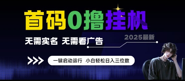 首码0撸挂G项目，无需实名无需看广告 一键启动运行，小白轻松日入三位数【揭秘】|云雀资源分享