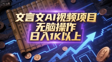 文言文AI视频项目，无脑操作，日入1K以上|云雀资源分享