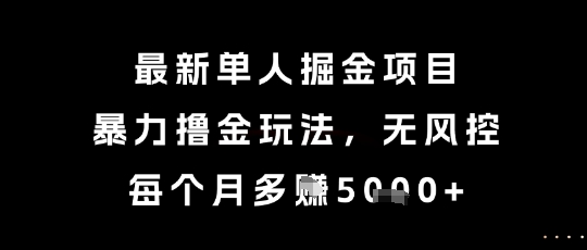 最新单人掘金项目，暴力撸金玩法，无风控，每个月多挣5k+【揭秘】|云雀资源分享
