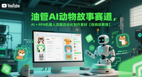 油管AI动物故事赛道，AI+RPA机器人流程自动化制作素材【保姆级教程】|云雀资源分享