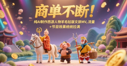 商单不断！纯AI制作西游人物羊毛毡版文旅MV，流量+节目效果统统拉满|云雀资源分享