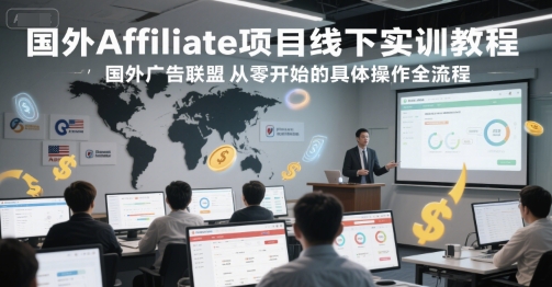 国外Affiliate项目线下实训教程，国外广告联盟从零开始的具体操作全流程|云雀资源分享