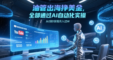 油管出海挣美金，全部通过AI自动化实操，从0到1实现月入过W|云雀资源分享