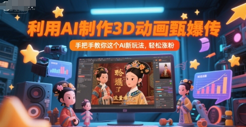 利用AI制作3D动画甄嬛传，流量爆了，手把手教你这个AI新玩法，轻松涨粉|云雀资源分享