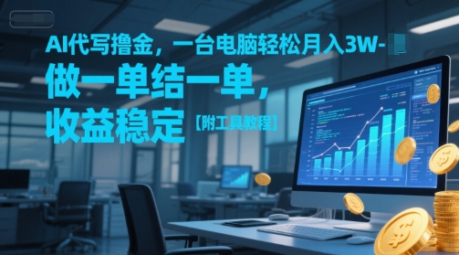 AI代写撸金，一台电脑轻松月入1-3W，做一单结一单，收益稳定【附工具教程】|云雀资源分享