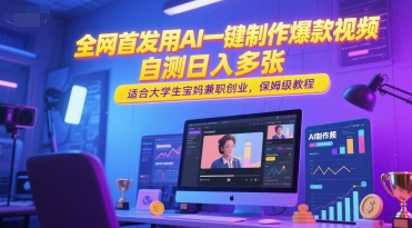 全网首发用AI一键制作爆款视频，自测日入多张，适合大学生宝妈兼职创业，保姆级教程|云雀资源分享