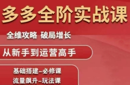 拼多多全阶实战课程，全维攻略，破局增长，从新手到运营高手|云雀资源分享