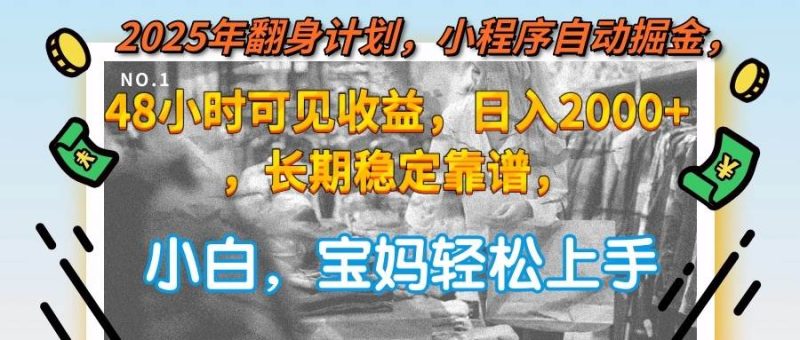 2025年翻身计划,小程序自动掘金48小时可见收益,日入2000+,长期稳定…|云雀资源分享