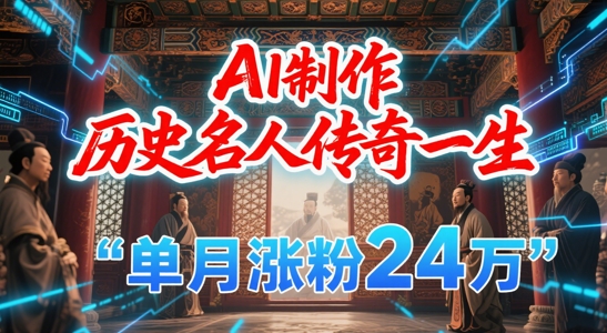 暴力起号！用AI制作历史名人传奇一生，单月涨粉24W，涨粉+变现赛道黑马来了|云雀资源分享