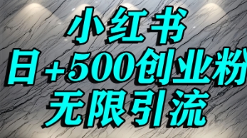 小红书无限引流创业粉，单人操作日引500+精准创业粉|云雀资源分享