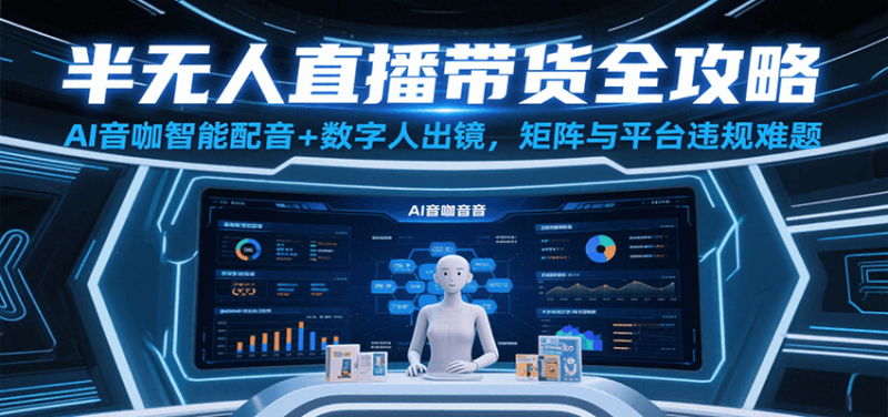 半无人直播带货全攻略:AI音咖智能配音+数字人出镜,解决账号矩阵与平台违规难题|云雀资源分享