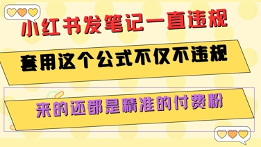 小红书发笔记一直违规，套用这个公式不仅不违规，来的还都是精准的付费粉|云雀资源分享