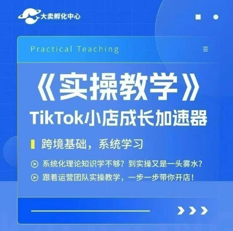 大卖家孵化中心TikTok实操课，TikTok小店成长加速器，跨境基础系统学习，一步一步带你开店|云雀资源分享