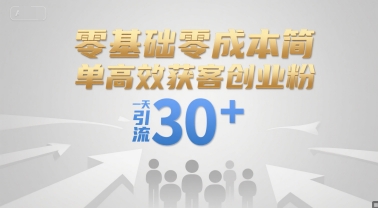 零基础零成本简单高效获客创业粉，一天引流30+|云雀资源分享