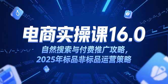 淘宝电商运营课16.0，自然搜索与付费推广攻略，2025年标品非标品运营策略|云雀资源分享