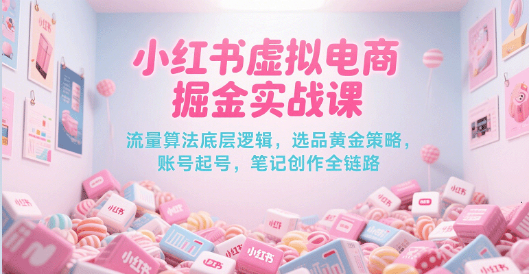 小红书虚拟电商掘金实战课，流量算法底层逻辑，选品黄金策略， 起号，笔记创作全链路|云雀资源分享
