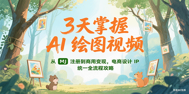 3天掌握AI绘图视频，从MJ 注册到商用变现，电商设计IP统一全流程攻略|云雀资源分享