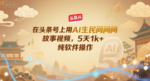 在头条号上用AI生民间故事视频，5天1k+，纯软件操作|云雀资源分享