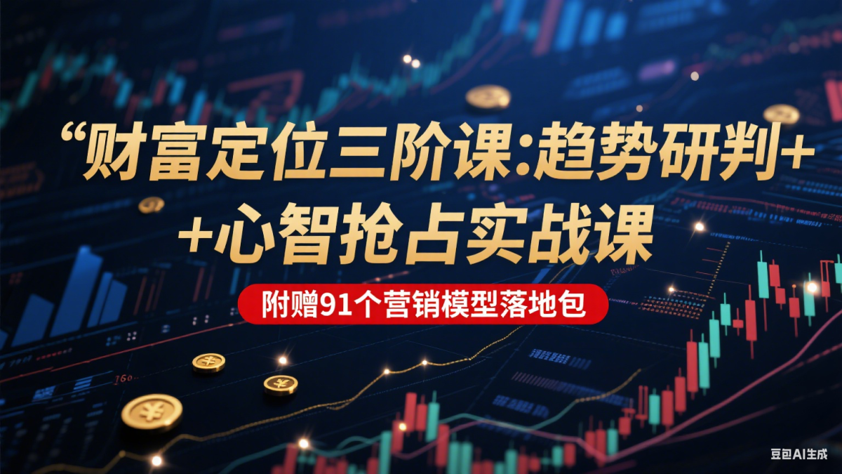 财富定位三阶：趋势研判 + 心智抢占实战课，附赠91个营销模型落地包|云雀资源分享